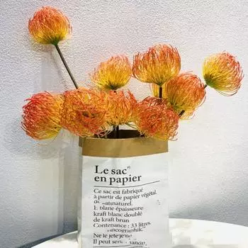 Real Touch Artificial Leucospermum Flower Elegant Pincushion Flower Branch Living Room Desktop жёлтый