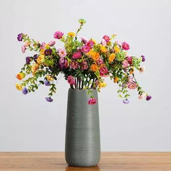 Real Touch Искусственный Маленький Цветок Маргаритки Пластиковая Поддельная Хризантема Свадьба День Рождения Декор ярко-розовый