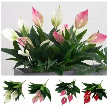 Real Touch Тропические искусственные растения Антуриум Гибкая Real Touch Пальма Свадьба красный