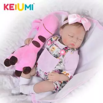 Реалистичная 17-дюймовая игрушка, кукла 42 см, мягкие силиконовые куклы Reborn Adora, обнимающие жирафа, Menina, игрушки, подарки на день рождения для детей 17 inch розовый