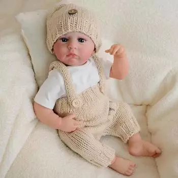 Реалистичная 48 см кукла-младенец Reborn Cameron, полное виниловое тело, имитация куклы, одежда цвета хаки, вязаный комбинезон, реалистичная кукла-новорожденный для детей, праздничные подарки girl doll
