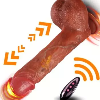 Реалистичная анальная пробка-дилдо с вращением на 360°, подогревом, дистанционным управлением, 10 телескопическими и 10 режимами вибрации для точки G, стимуляцией ануса и клитора