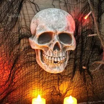Реалистичная фигура черепа в натуральную величину, украшение в виде человеческого черепа, декор на Хэллоуин, статуя ужаса из смолы, водонепроницаемое украшение для дома и офиса, двора Skull
