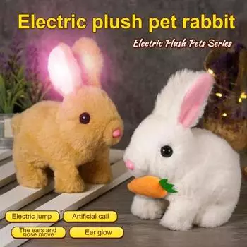 Реалистичная игрушка кролик для детей, интерактивный прыгающий кролик, плюшевая игрушка, реалистичные ушки, подергивание A