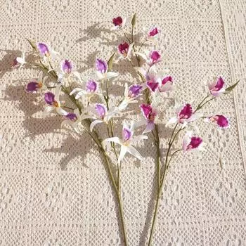 Реалистичная искусственная ветка дендробиума Real Touch Поддельные цветы Декор для гостиной белый