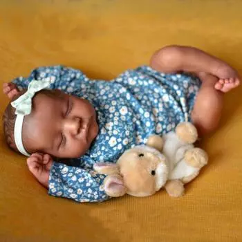 Реалистичная кукла для новорожденных, спящая Леви, 19 дюймов, 49 см, мягкая на ощупь ткань, тело, приятная кукла-реборн, кукла ручной работы, 3D-окрашенная темно-черная кукла с имитацией кожи cloth body