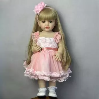 Реалистичная кукла из силикона с полным телом Betty Reborn Girl 22 дюйма, кукла для новорожденных с длинными прямыми волосами, которую можно поместить в воду, малышка Bebe Blonde Hair Doll