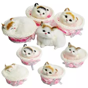 Реалистичная плюшевая игрушечная корзина для кошек, украшение для дома в виде кричащего автомобиля Yellow Tilted Head Cat