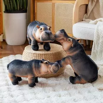 Реалистичная плюшевая игрушка бегемот, мягкая игрушка, похожая на настоящую модель бегемота, кукла для детей и любителей животных 30cm