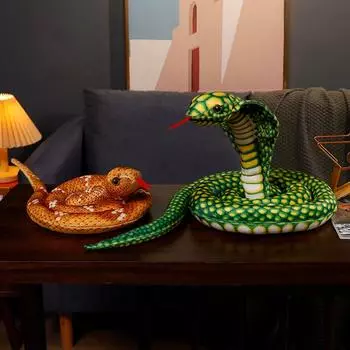 Реалистичная плюшевая игрушка «Кобра», мягкая кукла, длинная кукла-питон, реквизит для шоу, плюшевая игрушка «Змея» 110cm