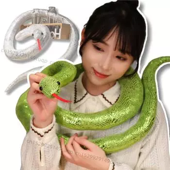 Реалистичная плюшевая игрушка змея длинная змея желтый белый зеленый черный искусственный питон плюшевая игрушка украсит дом праздничные украшения about 160cm