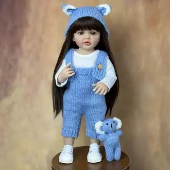 Реалистичная силиконовая кукла Reborn для малышей всего тела, Бетти может стоять 22 дюйма, 55 см, реалистичные длинные волосы, кукла принцессы Бебе для новорожденных, подарки на день рождения для детей gold hair