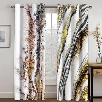 Реалистичная текстура анти-мрамора 3D цифровая печать занавеска гостиная спальня полиэстер волокно занавеска 2 панели для жалюзи окна 140W160H(CM)55x63in&Grommet Top