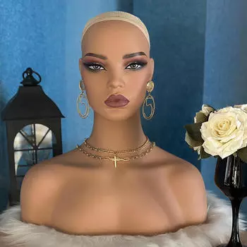Реалистичная женская голова манекена, парик, подставка для демонстрации с плечом, многофункциональный манекен из ПВХ для