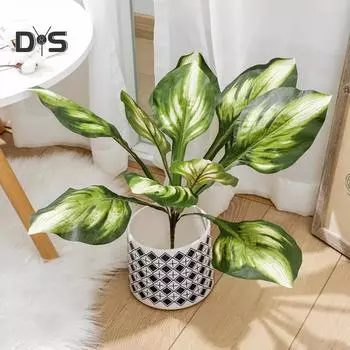 Реалистичные искусственные цветы, искусственные зеленые листья, DIY растение для садового декора