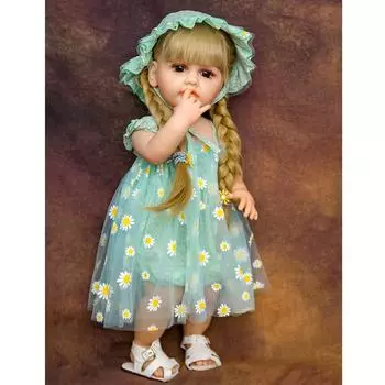 Реалистичные куклы принцессы Reborn для девочек, 55 см, полностью силиконовые, виниловые, модные, золотые кудри, волосы, Bebe Reborn KEIUMI, игрушки-куклы 22 inch about 55 cm синий