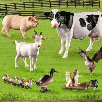 Реалистичные модели животных, фигурки птиц, миниатюры, мини-ферма, собаки, утки, петухи, украшения для детей, подарки для детей