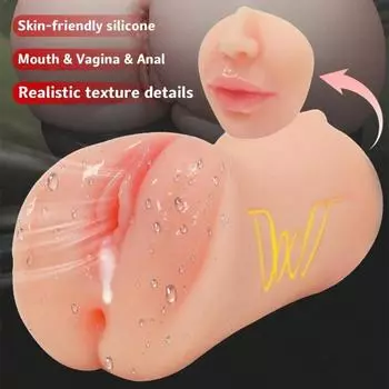 Реалистичные мужские мастурбаторы, взрослые секс-игрушки, 3 в 1, карманная киска с 3D-реалистичным текстурированным тугим анусом и настоящим ртом, мужская секс-игрушка