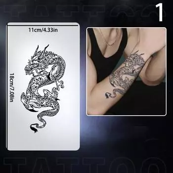 Реалистичные наклейки с поддельными татуировками в виде дракона для мужчин, мальчиков, детей, временные татуировки в виде дракона в формате 3D, стираемые татуировки as the picture