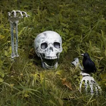 Реалистичные скелеты-колышки и украшения для Хэллоуина в виде вороны для сада с лужайками