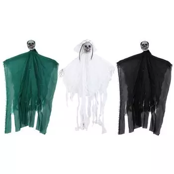 Реалистичный декор скелета на Хэллоуин, страшный подвесной декор черепа, украшение, реквизит для украшения Green Clothes