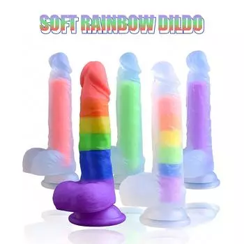 Реалистичный радужный фаллоимитатор с прочной присоской, базовый член для точки G, анальные игры, секс-игрушки для взрослых для женщин, секс-игрушки для пар, игрушки для взрослых, женские секс-игрушки A