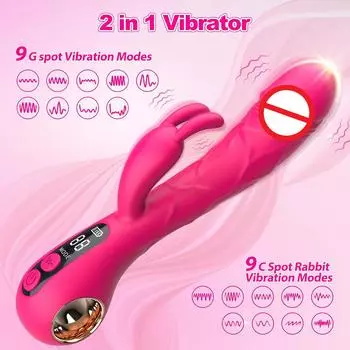 Реалистичный вибратор в виде кролика для женщин, вагина, клитор, стимулятор точки G с ЖК-дисплеем, мощные секс-игрушки, женские вибраторы