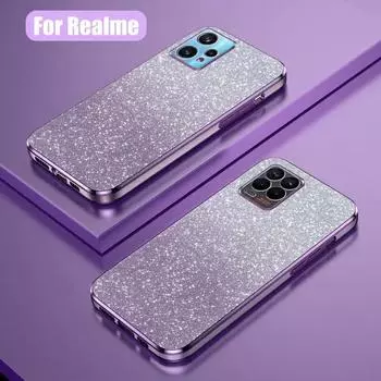 Realme8 8pro Роскошный чехол с градиентным блестящим покрытием для Oppo Realme 8 9 Pro Plus 4g 5g силиконовая задняя крышка Realme9 9pro Realme 8 4g фиолетовый