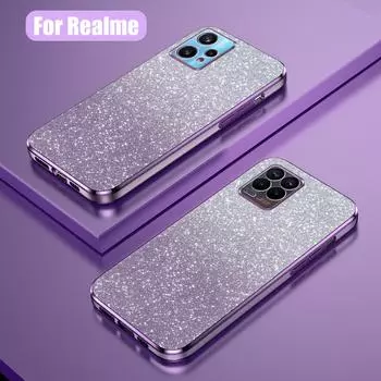 Realme8 8pro Роскошный чехол с градиентным блестящим покрытием для Oppo Realme 8 9 Pro Plus 4g 5g силиконовая задняя крышка Realme9 9pro Realme 8 4g фиолетовый