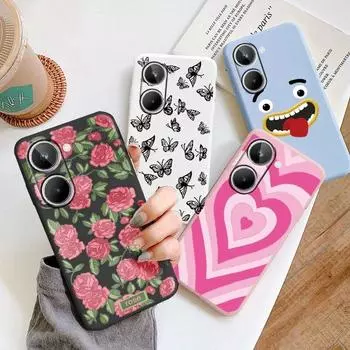 Realme 10 4G Защитный чехол для телефона Силиконовая задняя крышка Чехол для телефона Pink Love Realme 10 Противоударный мягкий розовый цветок Модная мягкая сумка из ТПУ с цветочным узором Realme 10 4G