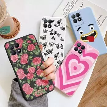 Realme 8i Narzo 50 4G Защитный чехол для телефона Силиконовая задняя крышка для Realme 8i Противоударный мягкий розовый цветочное облако Мягкие сумки из ТПУ с цветочным узором Realme 8i
