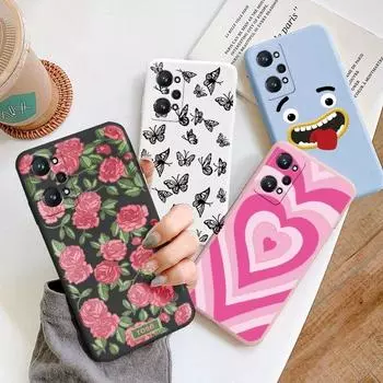 Realme GT Neo2 5g GT Neo 3t Защитный чехол для телефона Силиконовая задняя крышка Realme GT Neo 2 Противоударный силиконовый мягкий чехол Розовый цветочный узор Цветочная ракушка Realme GT Neo 2 5G