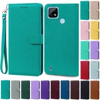 RealmeC21Y C21 Y C 21Y Case Silicone Wallet Flip Phone Case For OPPO Realme C21Y Case RMX3261 Coque For Realme C21Y Phone Cases For Realme C21Y темно-зеленого