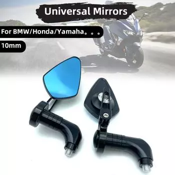 REALZION 10 мм универсальные зеркала заднего вида для мотоцикла, скутера, заднего вида для велосипеда Yamaha Kawasaki Harley KTM BMW Honda Silver серебряный