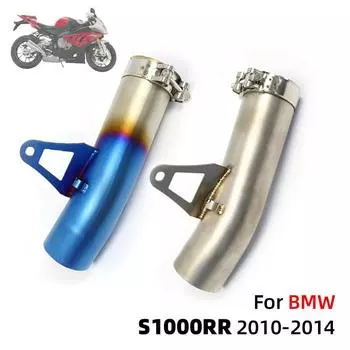 REALZION для BMW S1000RR 2010-2014 мотоцикла без шнуровки, средний соединитель выхлопной трубы, адаптер, добавлен процесс нанесения покрытия Blue синий