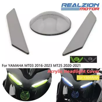REALZION Крышка фары акриловая линза для YAMAHA MT-03 2016-2023 MT-25 2020-2021 Защитная фара Защитная фара CHINA темно серый