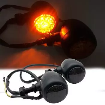 REALZION Универсальный Ретро Пуля Черный Мотоцикл Указатели Поворотов Лампа Металлический Корпус Поворотники Мигалки Фонари Для Yamaha BMW black чёрный