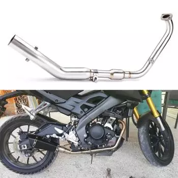 REALZION выхлопная система мотоцикла модифицированная соединительная труба среднего звена без шнуровки для Yamaha MT-15 MT15 MT 15 2020 2021 Silver серебряный