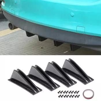 Rear Bumper Spoiler Shark Fin Diffuser Kit Triangular Rear Lip Spoiler Splitter Rear Bumper Protection For Most Cars Sedans