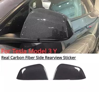 Rear View Mirror Cover For Tesla Model 3 Model Y 2024 Accessories Side Door Real Carbon Fiber Shell Auto Styling Protector Part