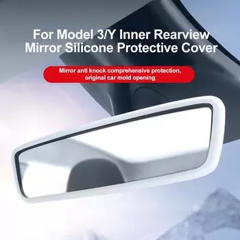 Rear view Mirror Protector Trim Silicone Decor Frame White Pink Protection Strip For Tesla Model 3 Y Interior Accessories