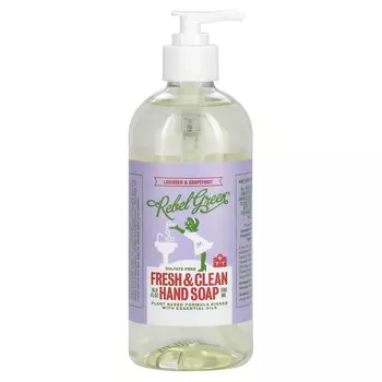 Rebel Green, Дезинфицирующее средство для рук Fresh & Clean, лаванда и грейпфрут, 16,9 жидких унций (500 мл)