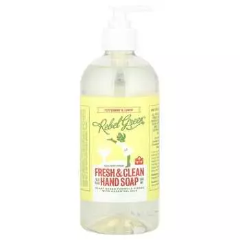 Rebel Green, мыло для рук Fresh & Clean, перечная мята и лимон, 16,9 жидких унций (500 мл)