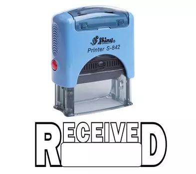 RECEIVED Self Inking Rubber Stamp Office Stationary Custom Shiny Stamp Impression Area 14 mm x 38 mm красный