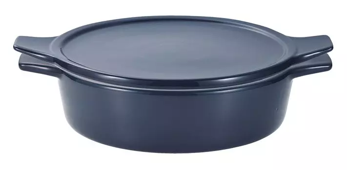 Рецепт для микроволновой печи Pearl Metal Oven, Оставьте это в кастрюле, 18 см, неглубокая, безопасная, в комплекте, темно-синяя, США! Л-1989 тёмно-синий