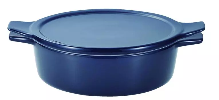 Рецепт для микроволновой печи Pearl Metal Oven, Оставьте это в кастрюле, 15 см, неглубокая, безопасная, в комплекте, темно-синяя, США! Л-1987 тёмно-синий