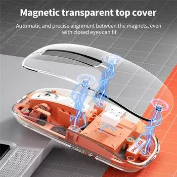 Перезаряжаемая беспроводная мышь Bluetooth с прозрачным корпусом и 2,4 ГГц USB 2400DPI игровая беспроводная мышь для ноутбука синий