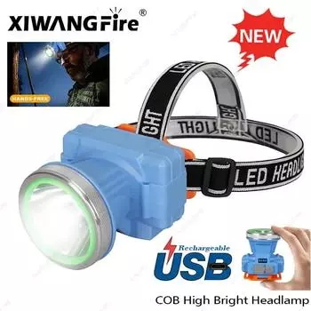 Rechargeable COB Headlamp Led Headlight Waterproof Camping Cycling Portable Mini Headlamp Ultra Bright Fishing Head Flashlight