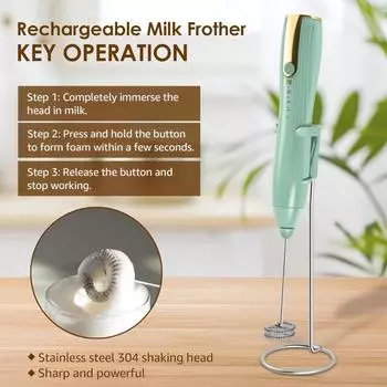 Rechargeable Electric Egg Beater With Stand Bracket 3 Speeds Adjustable Hand Portable Foam Maker Kitchen Multifunction Gadgets белый