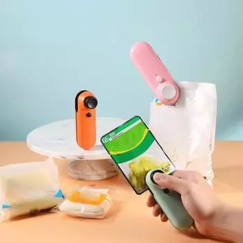 Rechargeable Heat Sealer Mini Bag Sealer Cutter Portable Bag Resealer Machine Heat Sealing Machine for Food Snack Storage белый
